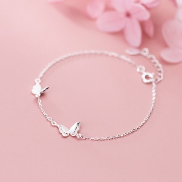 NEW 925 Sterling Silver Butterfly Bracelet K - Picture 2 of 3